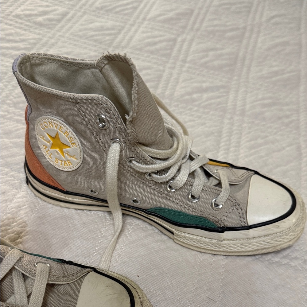 Converse High-Top Sneakers - Beige with Color Accents